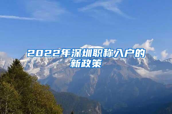 2022年深圳职称入户的新政策