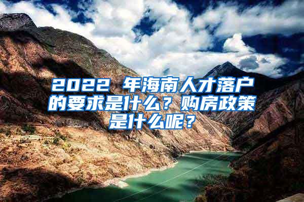 2022 年海南人才落户的要求是什么？购房政策是什么呢？