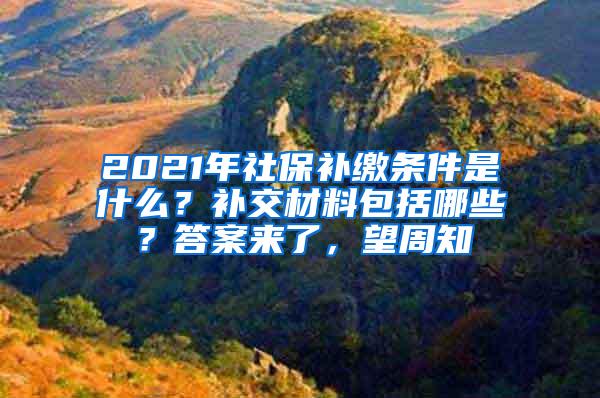 2021年社保补缴条件是什么？补交材料包括哪些？答案来了，望周知