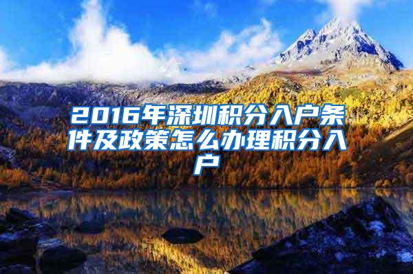 2016年深圳积分入户条件及政策怎么办理积分入户