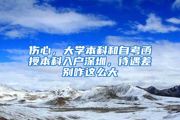 伤心，大学本科和自考函授本科入户深圳，待遇差别咋这么大