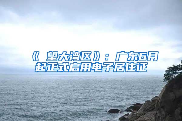 《瞭望大湾区》：广东6月起正式启用电子居住证