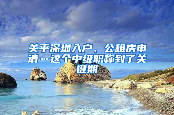 关乎深圳入户、公租房申请…这个中级职称到了关键期