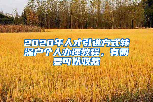 2020年人才引进方式转深户个人办理教程，有需要可以收藏