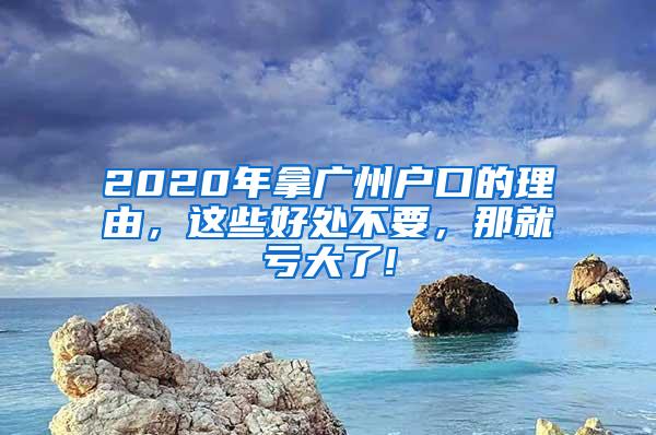 2020年拿广州户口的理由，这些好处不要，那就亏大了!