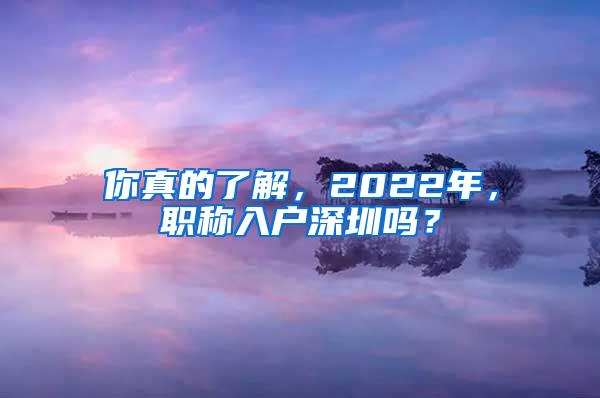 你真的了解，2022年，职称入户深圳吗？