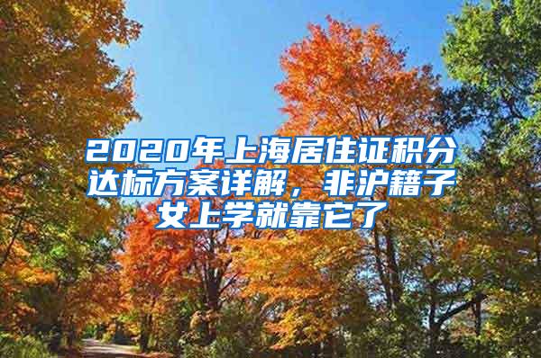 2020年上海居住证积分达标方案详解，非沪籍子女上学就靠它了