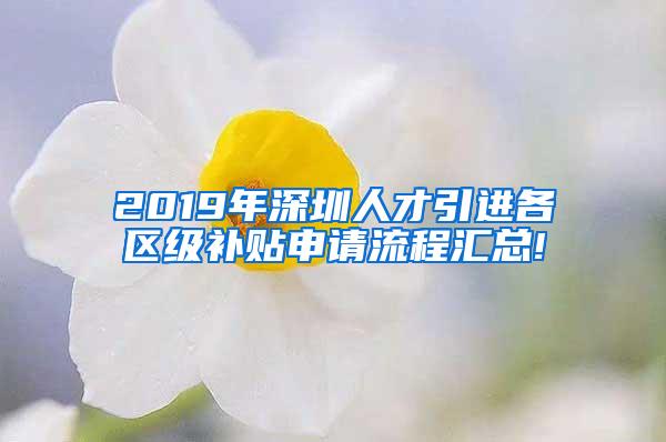 2019年深圳人才引进各区级补贴申请流程汇总!