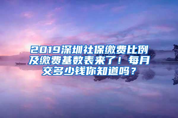 2019深圳社保缴费比例及缴费基数表来了！每月交多少钱你知道吗？