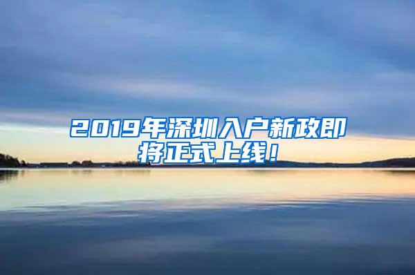 2019年深圳入户新政即将正式上线！