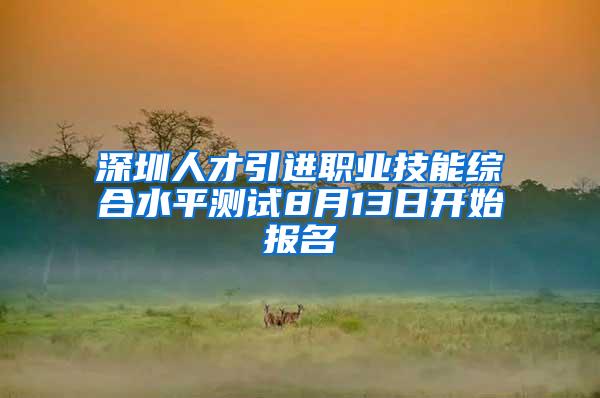 深圳人才引进职业技能综合水平测试8月13日开始报名