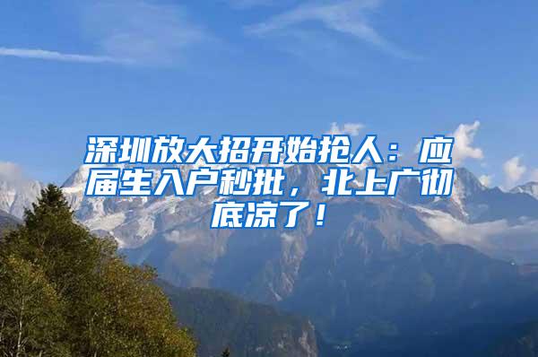 深圳放大招开始抢人：应届生入户秒批，北上广彻底凉了！