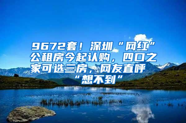 9672套！深圳“网红”公租房今起认购，四口之家可选三房，网友直呼“想不到”