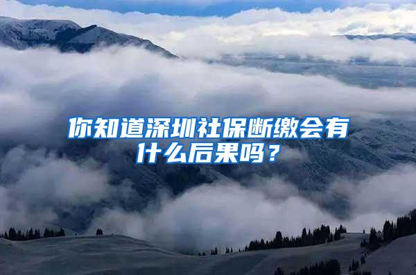 你知道深圳社保断缴会有什么后果吗？