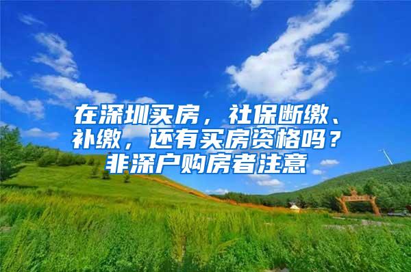 在深圳买房，社保断缴、补缴，还有买房资格吗？非深户购房者注意