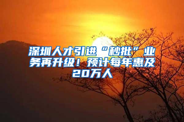 深圳人才引进“秒批”业务再升级！预计每年惠及20万人