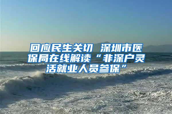 回应民生关切 深圳市医保局在线解读“非深户灵活就业人员参保”