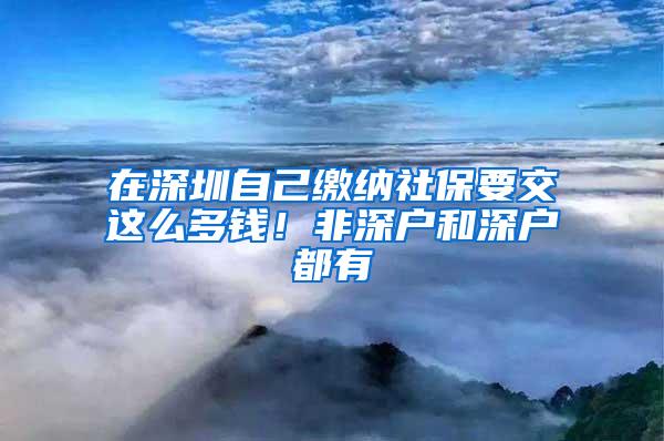 在深圳自己缴纳社保要交这么多钱！非深户和深户都有