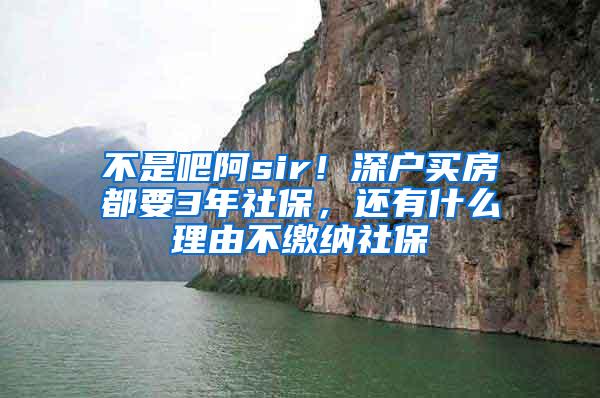 不是吧阿sir！深户买房都要3年社保，还有什么理由不缴纳社保