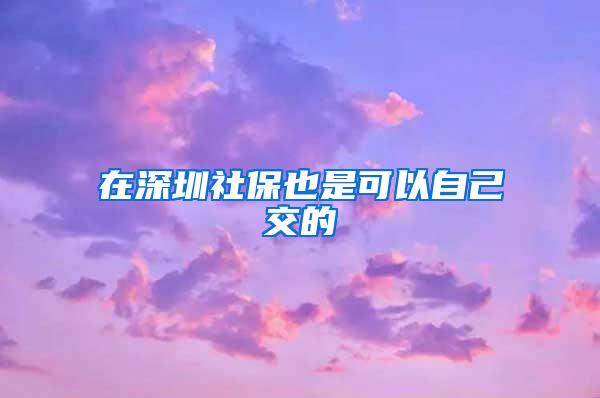 在深圳社保也是可以自己交的