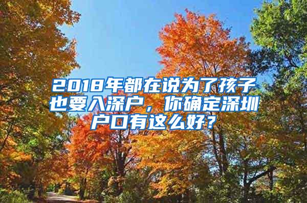 2018年都在说为了孩子也要入深户，你确定深圳户口有这么好？