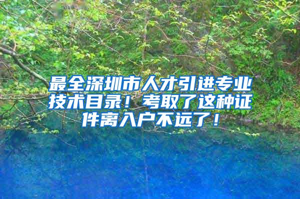 最全深圳市人才引进专业技术目录！考取了这种证件离入户不远了！