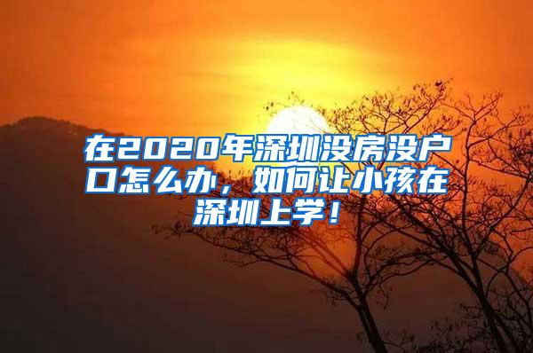 在2020年深圳没房没户口怎么办，如何让小孩在深圳上学！