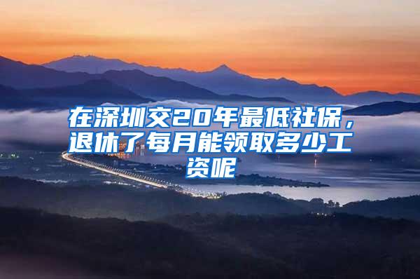 在深圳交20年最低社保，退休了每月能领取多少工资呢