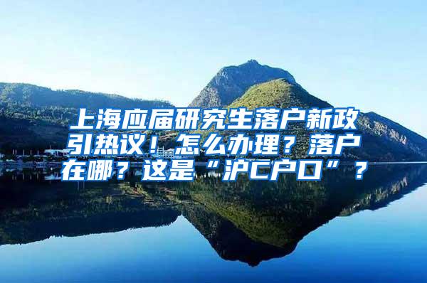 上海应届研究生落户新政引热议！怎么办理？落户在哪？这是“沪C户口”？