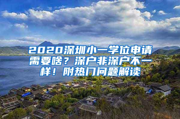 2020深圳小一学位申请需要啥？深户非深户不一样！附热门问题解读