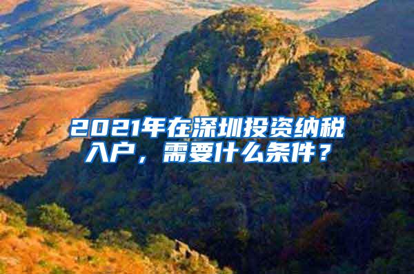 2021年在深圳投资纳税入户，需要什么条件？