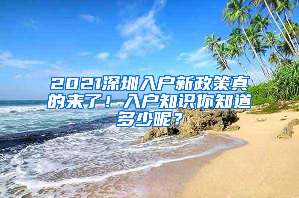 2021深圳入户新政策真的来了！入户知识你知道多少呢？