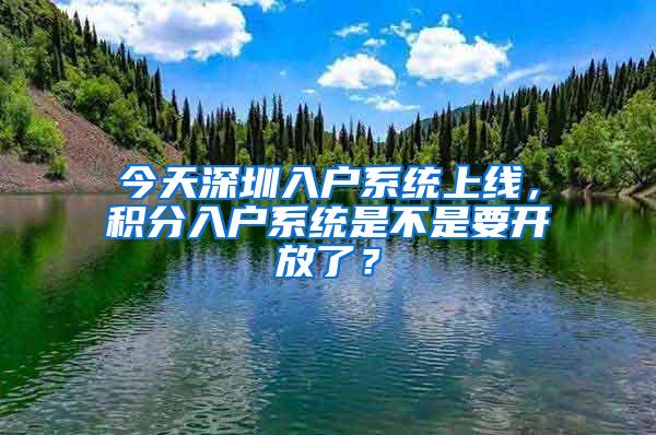 今天深圳入户系统上线，积分入户系统是不是要开放了？