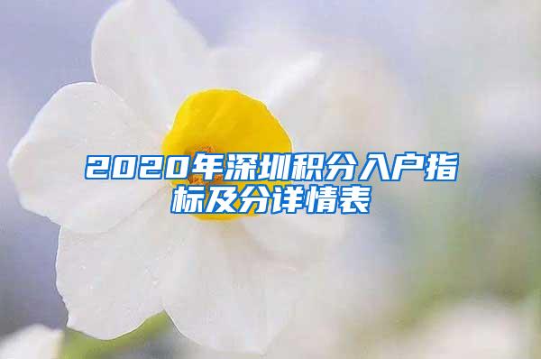 2020年深圳积分入户指标及分详情表