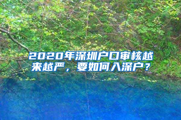 2020年深圳户口审核越来越严，要如何入深户？