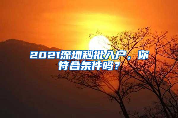 2021深圳秒批入户，你符合条件吗？