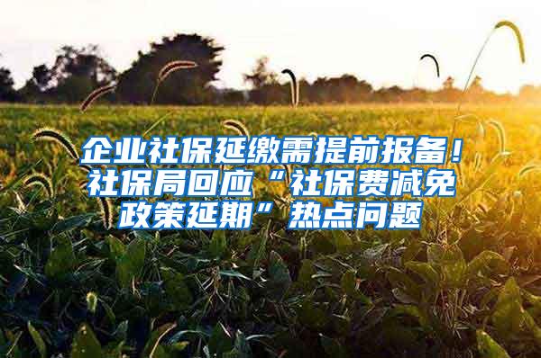 企业社保延缴需提前报备！社保局回应“社保费减免政策延期”热点问题