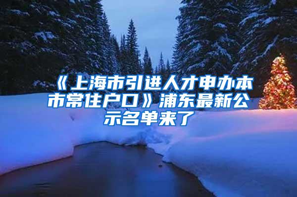 《上海市引进人才申办本市常住户口》浦东最新公示名单来了