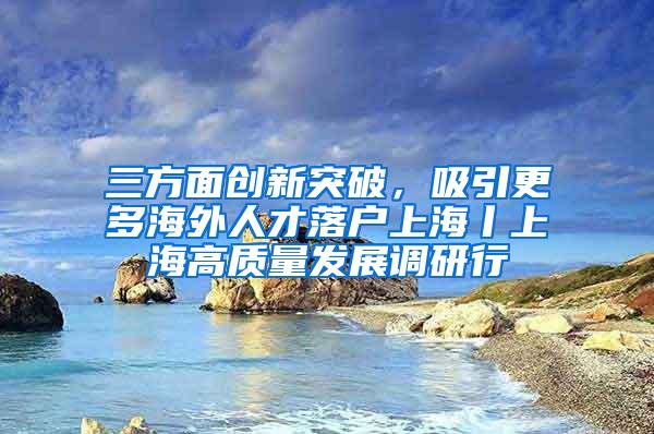 三方面创新突破，吸引更多海外人才落户上海丨上海高质量发展调研行