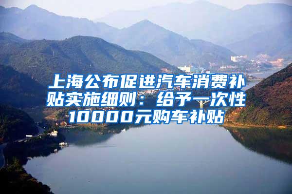 上海公布促进汽车消费补贴实施细则：给予一次性10000元购车补贴