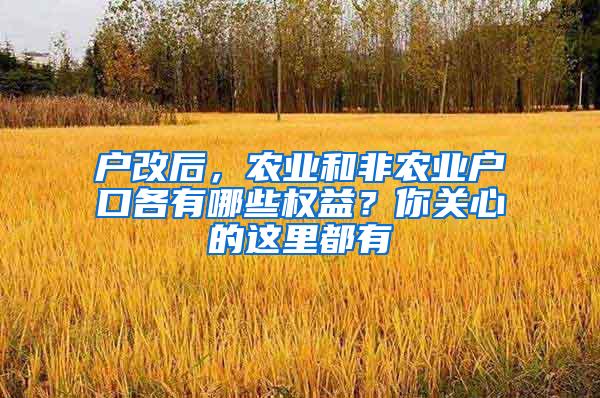 户改后，农业和非农业户口各有哪些权益？你关心的这里都有