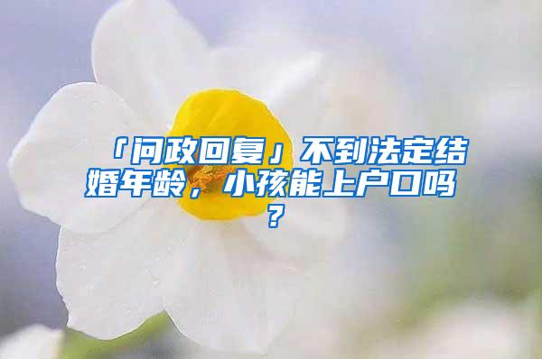 「问政回复」不到法定结婚年龄，小孩能上户口吗？