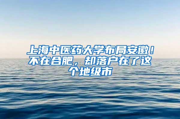 上海中医药大学布局安徽！不在合肥，却落户在了这个地级市