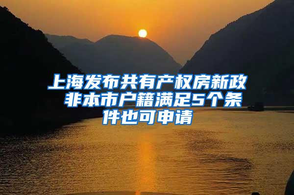 上海发布共有产权房新政 非本市户籍满足5个条件也可申请