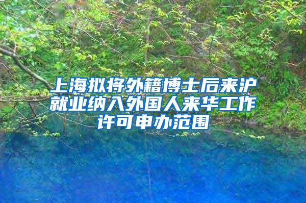 上海拟将外籍博士后来沪就业纳入外国人来华工作许可申办范围