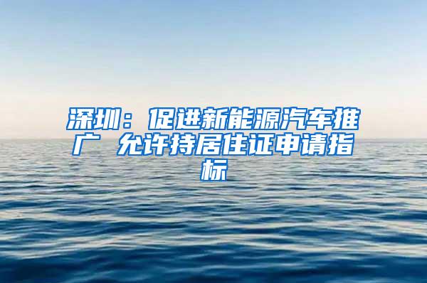 深圳：促进新能源汽车推广 允许持居住证申请指标