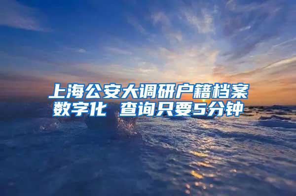 上海公安大调研户籍档案数字化 查询只要5分钟