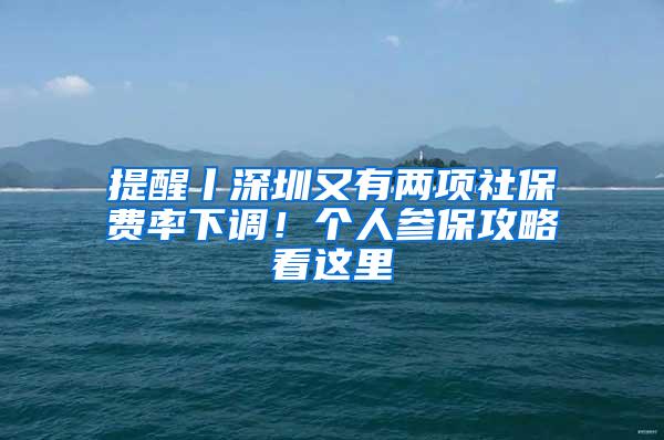 提醒丨深圳又有两项社保费率下调！个人参保攻略看这里