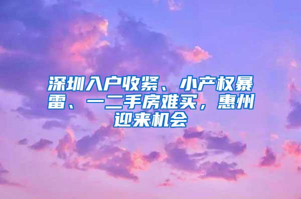 深圳入户收紧、小产权暴雷、一二手房难买，惠州迎来机会