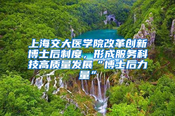 上海交大医学院改革创新博士后制度，形成服务科技高质量发展“博士后力量”